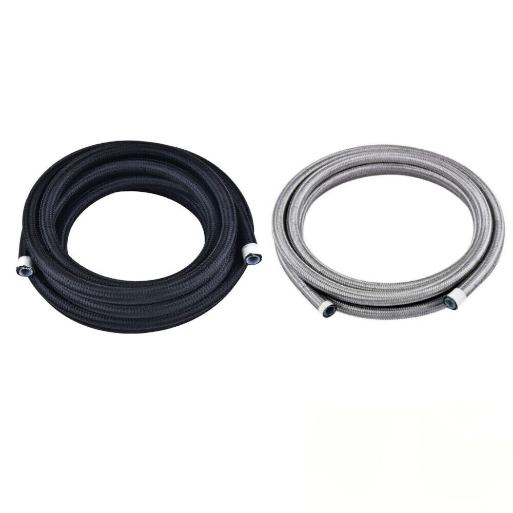 10FT 3M AN4 Nylon Stainless Steel Braided Fuel Line + 4PCS Hose End Fitting  Kit