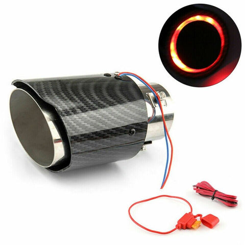 Universal Car Modified LED Luminous Muffler Tip Tail Pipe Carbon Fiber Curved