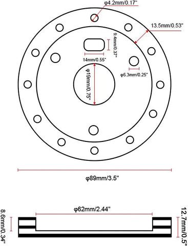 2Pcs Steering Wheel Hub Adapter Conversion Spacer 0.5 Inch 6 Hole to 3 Hole Steering Wheel Adapter Boss Kit