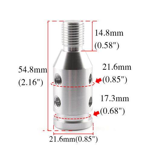 GSTP Car Silver Tone Gear Shift Knob Adapter Fit for Non Threaded Shifter