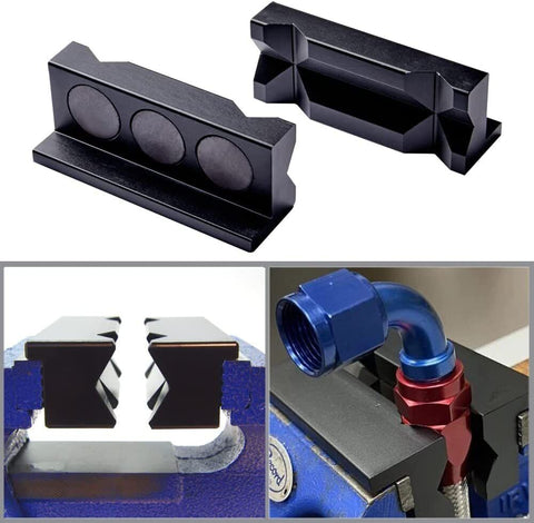 4" Vise Jaw Protective Inserts with Magnetic Back for AN Fittings Billet Aluminum