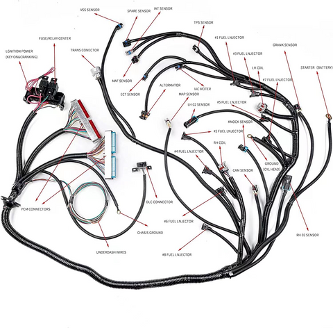 LS Exchange Harness for 1999-2006 GM Vortec Engine 4L60E with Adapter Transmission DBC & DBW