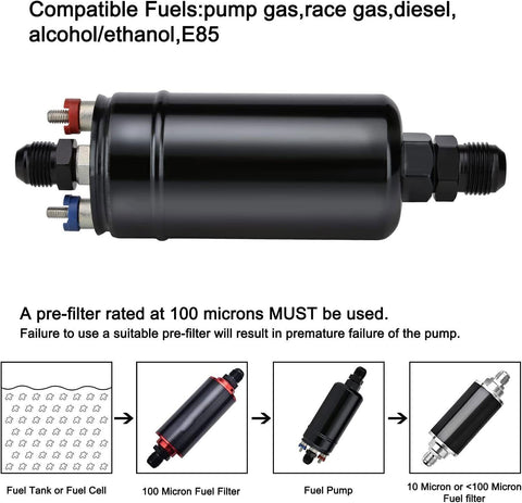 300LPH Universal External Inline Electric High Pressure Fuel Pump E85 0580254044