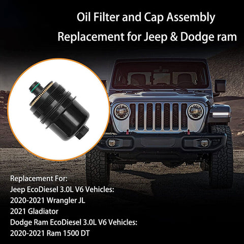 2Pcs New Engine Oil Filter For Ram 1500 Jeep Gladiator Wrangler JL 3.0L