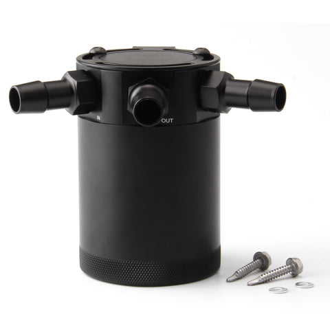 Universal Oil Catch Can Baffled Reservoir Tank Air-Oil Separator, 3 Port, Aluminum, 150ml