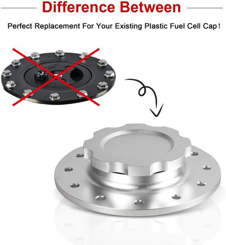 Billet Aluminum Easy Fill Fuel Cell Gas Cap With 12 Hole Cell Bung and Gasket