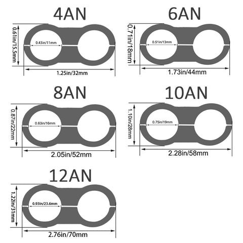 4 Pcs Hose Separator Clamp Fitting Connector 6AN 8AN 10AN for Braid Oil Fuel Hose Line