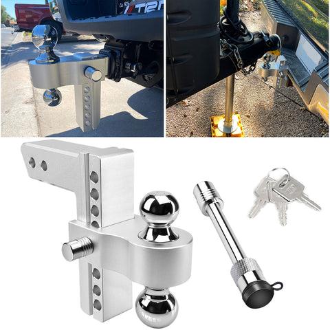 6" Drop/Rise Adjustable Trailer Hitch Fits 2" Receiver with 2-5/16" Hitch Ball