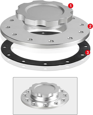 Billet Aluminum Easy Fill Fuel Cell Gas Cap With 12 Hole Cell Bung and Gasket