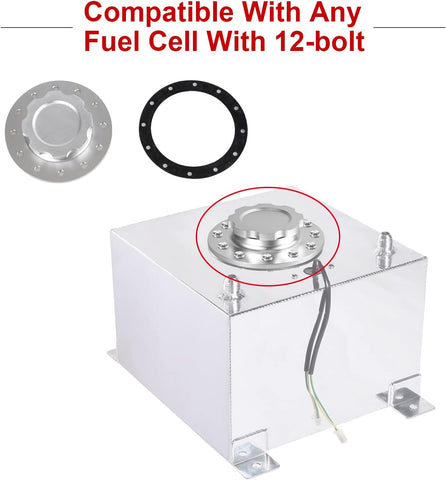 Billet Aluminum Easy Fill Fuel Cell Gas Cap With 12 Hole Cell Bung and Gasket