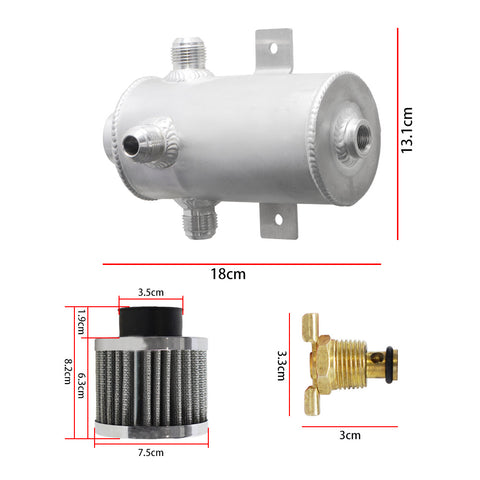 750ml Aluminum Baffled Oil Catch Can Brushed Reservoir Tank with Breather Filter