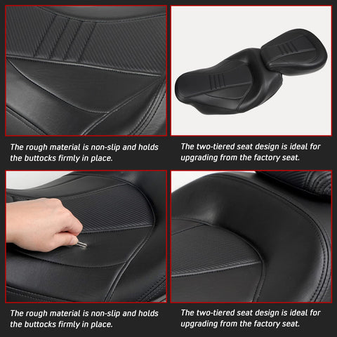 GSTP Motorcycle Seat Leather black Rider Passenger Pillion Seat