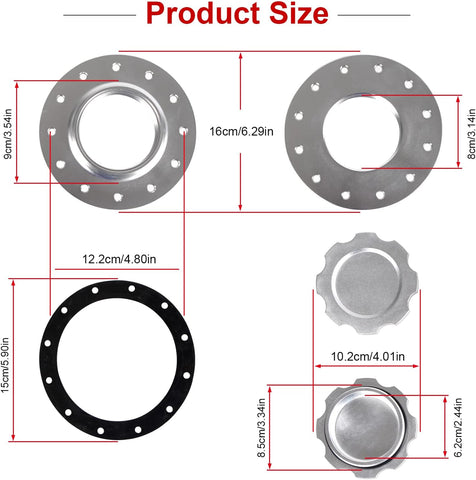 Billet Aluminum Easy Fill Fuel Cell Gas Cap With 12 Hole Cell Bung and Gasket