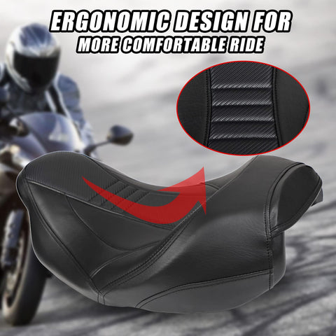 GSTP Motorcycle Seat Leather black Rider Passenger Pillion Seat