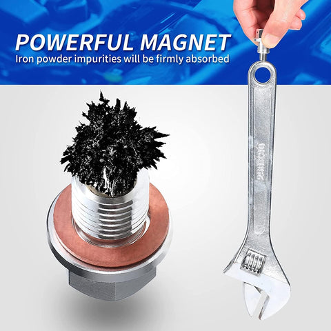 2Pcs Magnetic Aluminum Oil Drain Plug Sump Drain Nut Bolt with Copper Gasket Crush Washer