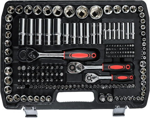 216-Piece Professional Mechanic Tool Socket Set Auto Repair Tools Metalworking Tool Box