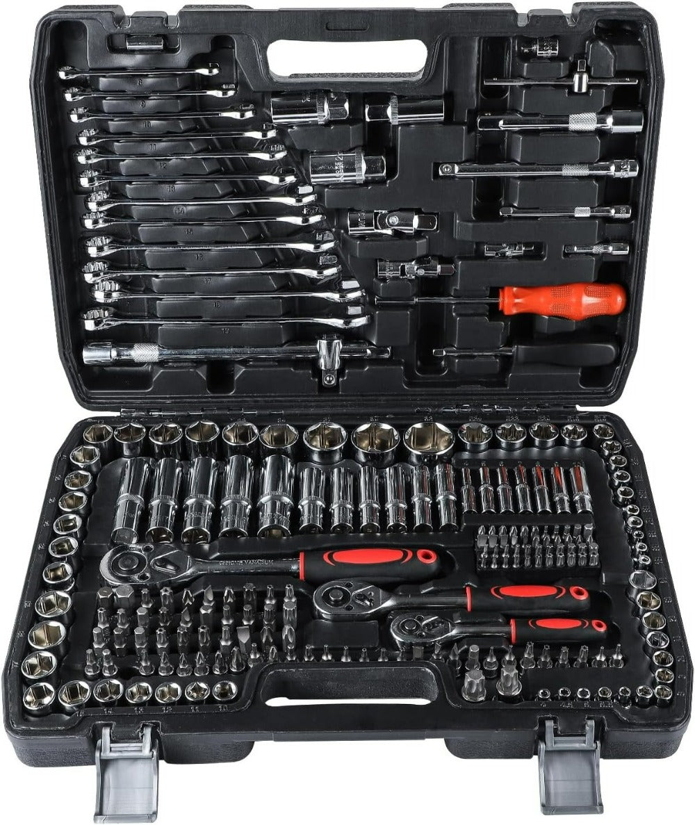 216-Piece Professional Mechanic Tool Socket Set Auto Repair Tools Metalworking Tool Box