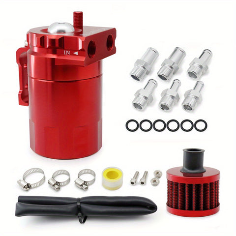 Baffled Oil Catch Can Kit Reservoir Tank with Breather Filter_32