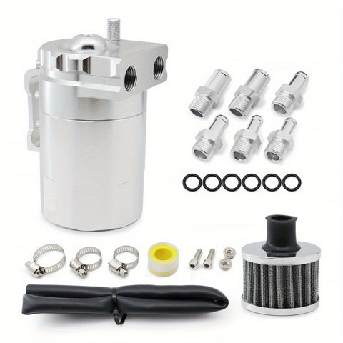 Baffled Oil Catch Can Kit Reservoir Tank with Breather Filter_30