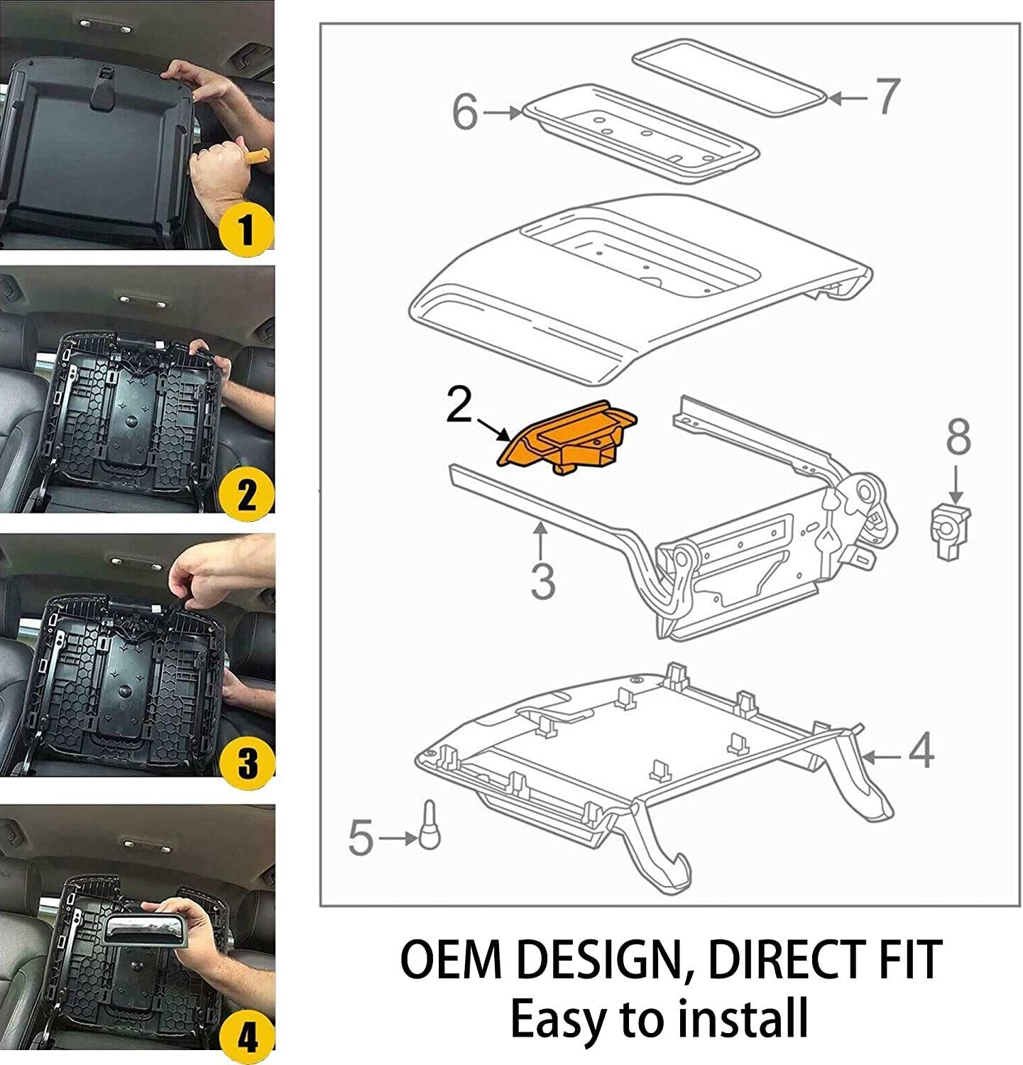 Center Console Armrest Latch Handle Plate for Chevrolet GMC 2014-2020 22861304_5