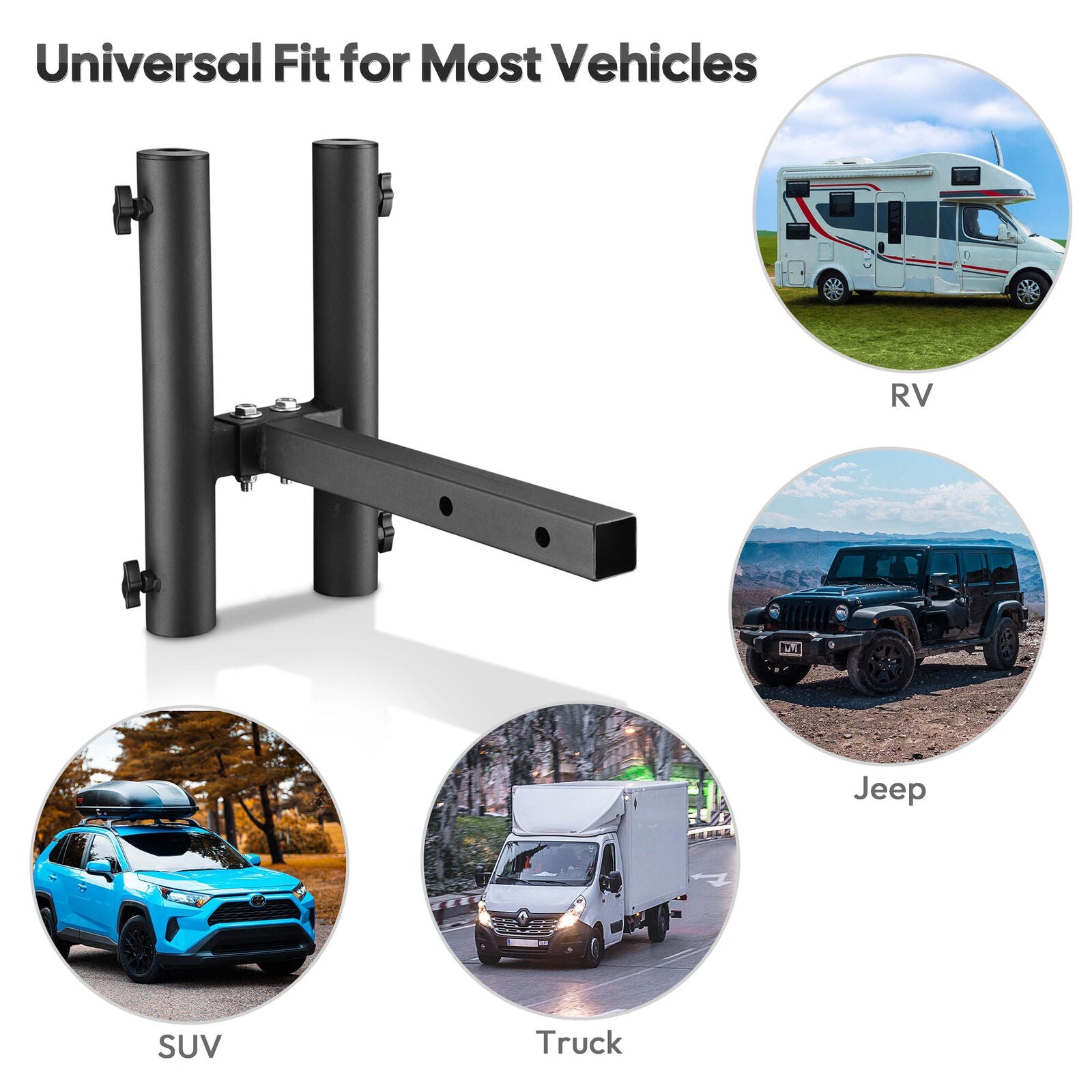 Flag Pole Holder Bracket 2-inch Hitch Receivers SUV RV Jeep Truck Car Trailer_4