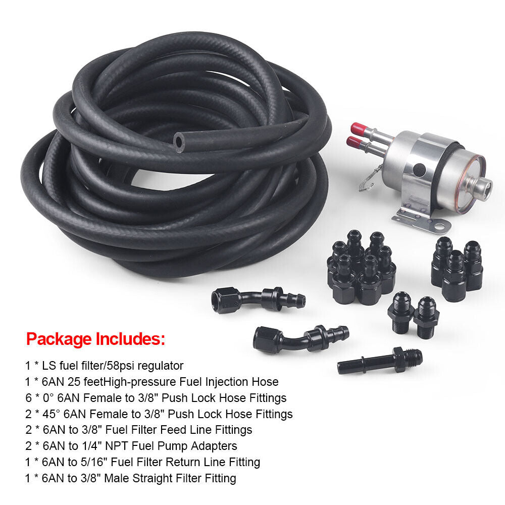 Fuel Injection Line Install Kit For LS Conversion EFI FI w/Filter and Regulator_2
