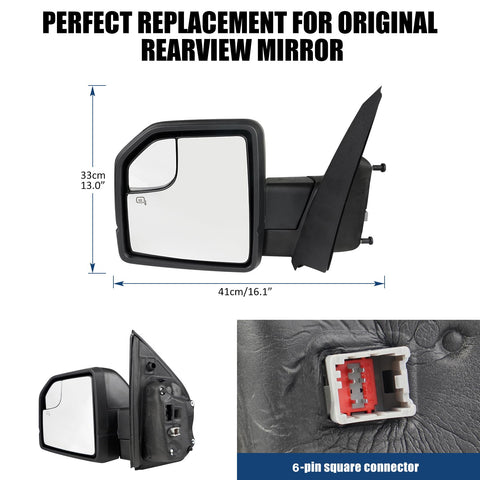 Driver Side Mirror Assembly Compatible with Ford F-150 2015-2020