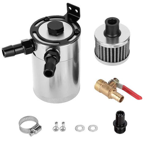 Oil Catch Can Kit Reservoir Baffled Tank with Breather Filter Universal Aluminum_14