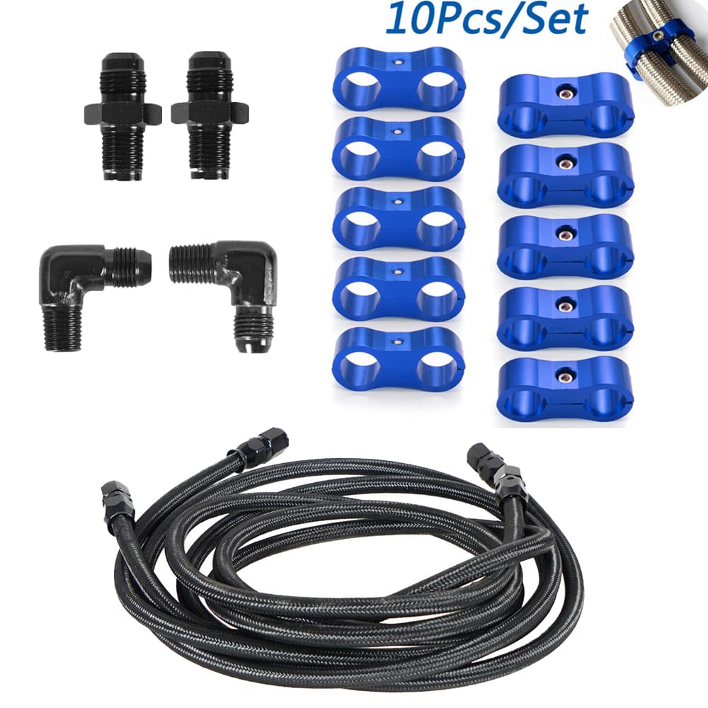 Oil pipe set + 10 blue cable clamps