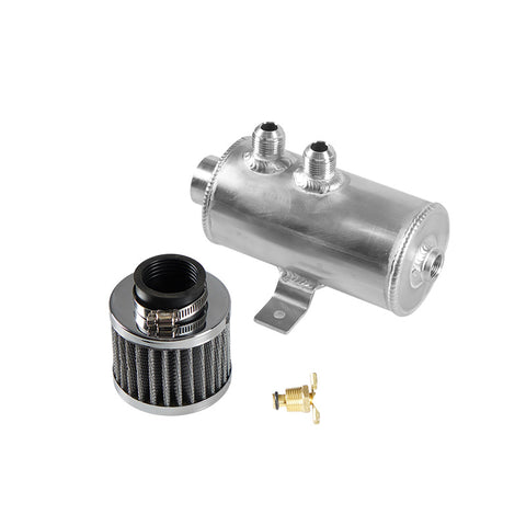 Aluminum 10AN Oil Catch Can Reservoir Tank with Breather Filter Baffled Kit