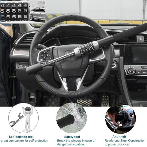 Car Steering Wheel Lock Password Car Security Anti-Theft Device Extendable Safe