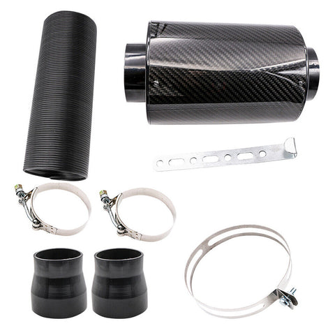 Universal Air Filter Box Carbon Fiber Cold Feed Induction Air Intake System Kit