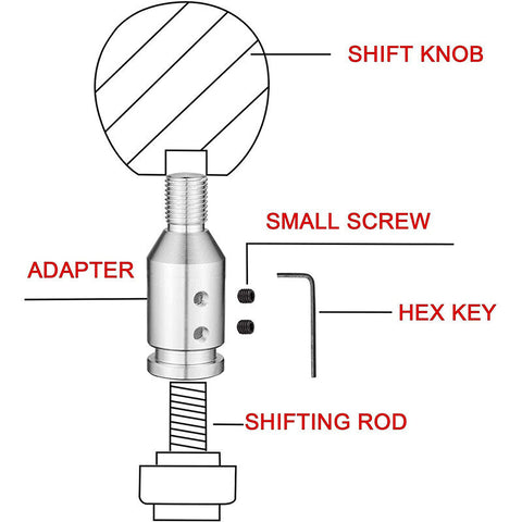 GSTP Car Silver Tone Gear Shift Knob Adapter Fit for Non Threaded Shifter