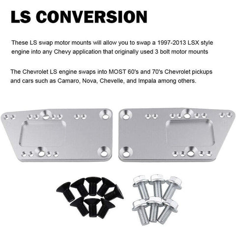 LS Engine Mounts Swap Kit LS Conversion Motor Adapter Plates for LS1 LS3 LS2