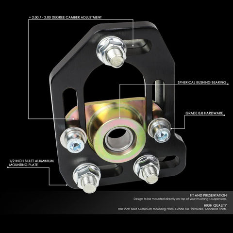 Front Adjustable +/-3.0 Camber +/-2.0 Caster Plates for 79-89 Ford Mustang