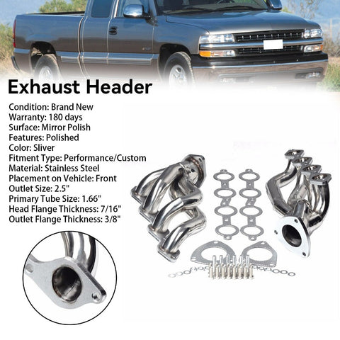 99-06 Chevy&GMC Suburban Silverado Sierra 1500 Yukon 4.8L 5.3L Stainless Exhaust Manifold Headers