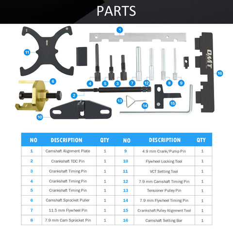 Engine Timing Tool Kit for Ford Focus Escape Puma Fusion Fiesta Galaxy and More