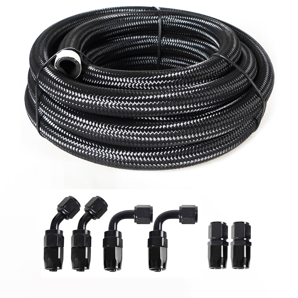 10/16/20FT 6AN CPE Fuel line Hose Braided Nylon Stainless Steel Oil Gas