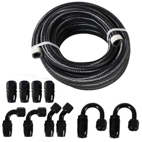 10/16/20/32FT 8AN CPE Fuel line Hose Braided Nylon Stainless Steel Oil Gas