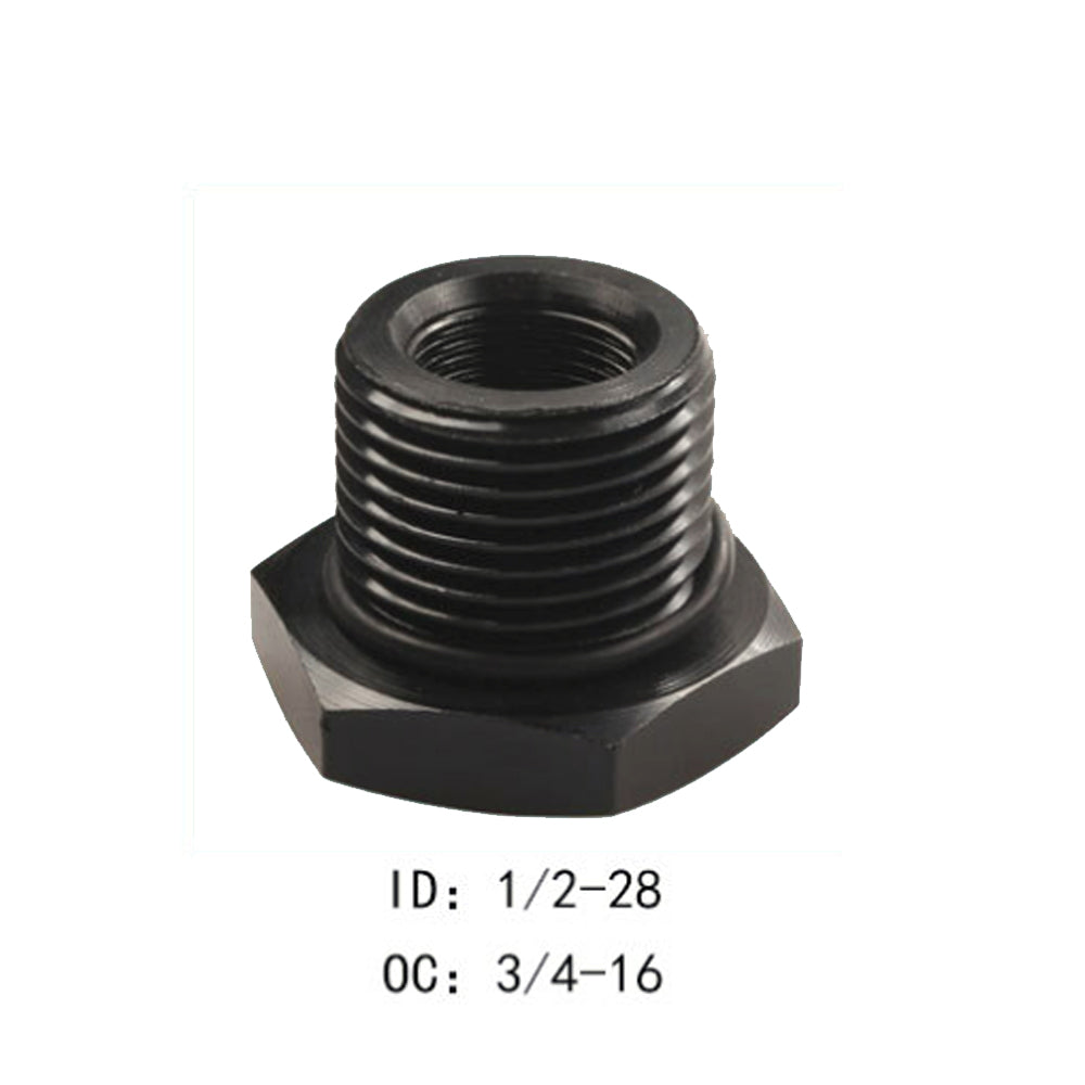 Black 1/2-28 to 3/4-16, 13/16-16, 3/4 NPT Thread Oil Filter Adapters