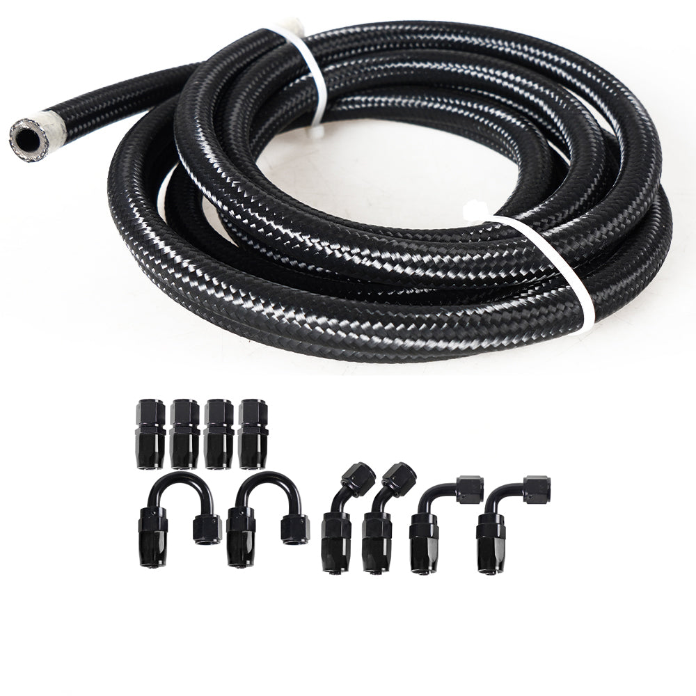20FT 6AN Fuel Line Hose AN6 3/8 Nylon Stainless Steel Braided
