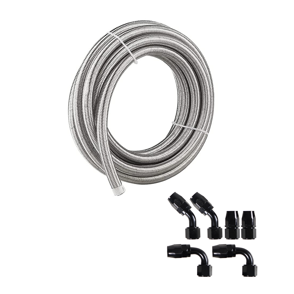 16FT 6AN Nylon Braided Fuel Line Kit with Fittings and CPE Hose - Universal  Application