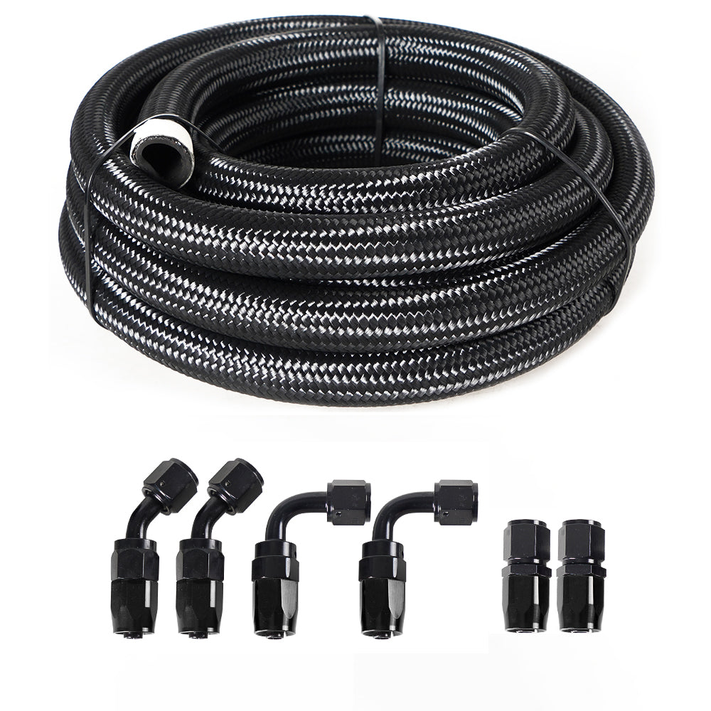Unique Bargains 10 ft 6AN 3/8 Universal Braided Stainless Steel CPE Oil Fuel Gas Line Hose