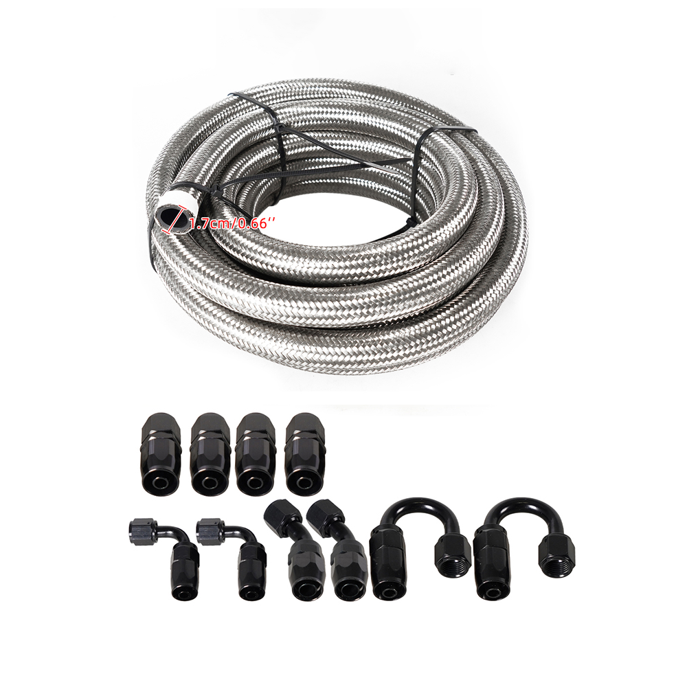AN4 1/4 20ft CPE Fuel Line Hose Nylon Stainless Steel Car Engines Braided  Tube Black 