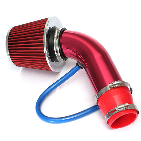 Car Cold Air Intake Filter Induction Pipe Kit Hose System Universal 3in 76mm Red