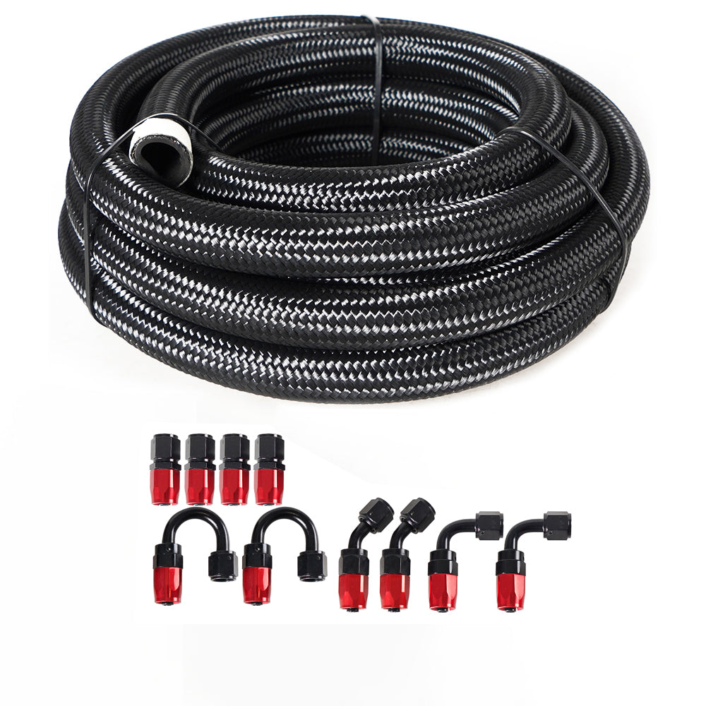 10/16/20FT 6AN CPE Fuel line Hose Braided Nylon Stainless Steel