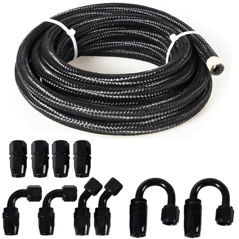 10/16/20/32FT 8AN CPE Fuel line Hose Braided Nylon Stainless Steel Oil Gas